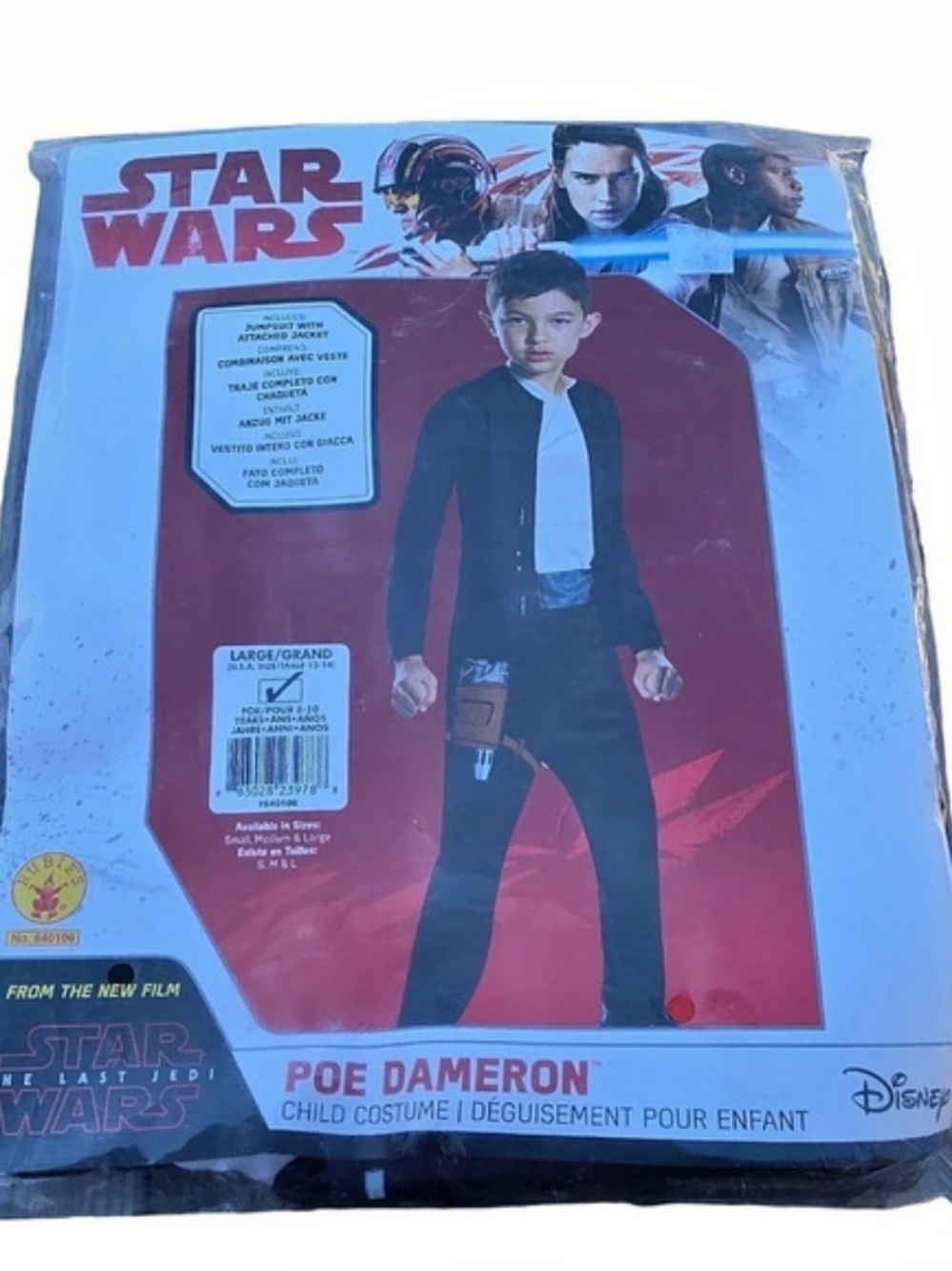 Disney Poe Dameron Star Wars Costume Boys Large NWT
